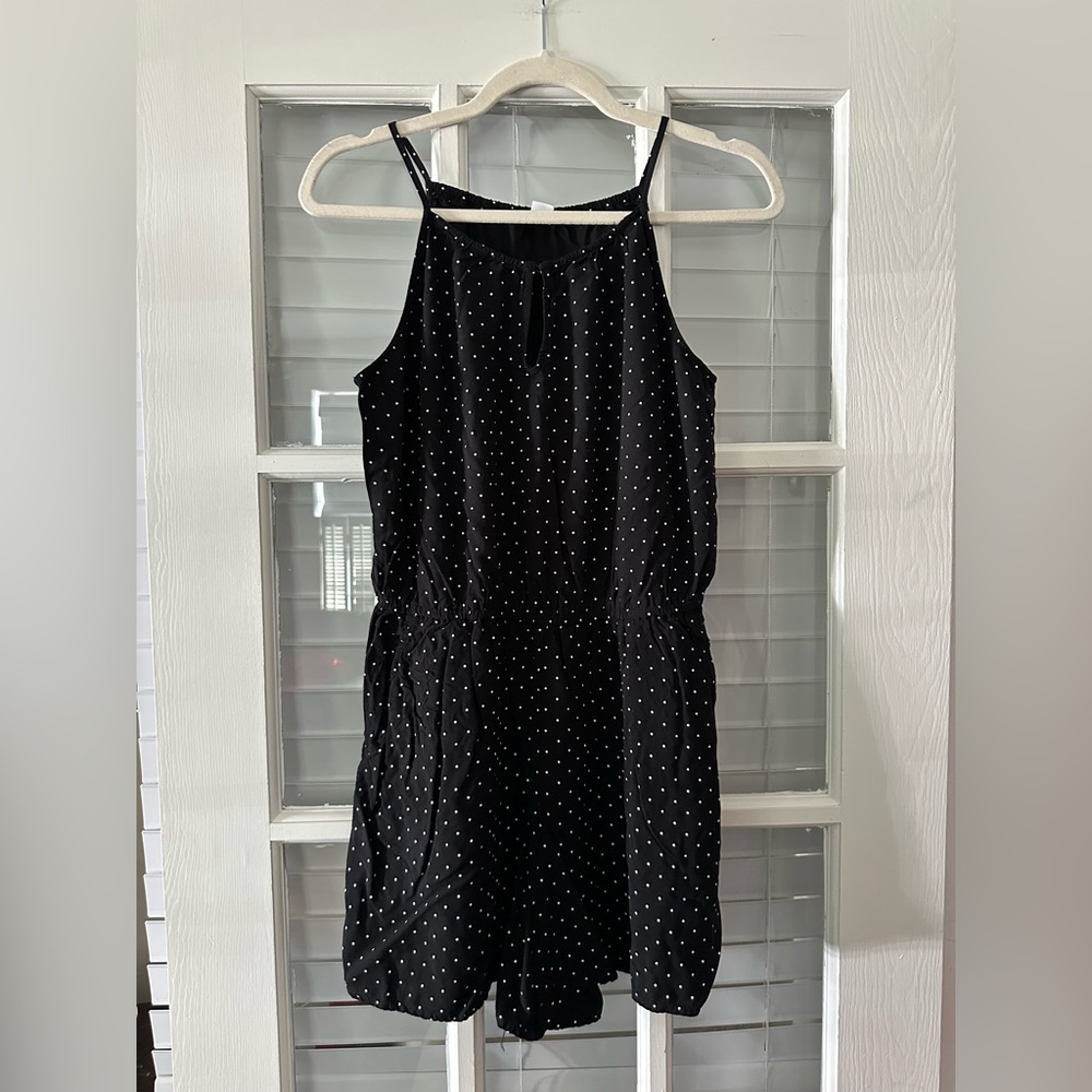 Old Navy Women’s M Black White Polka Dot Sleeveless Romper | SKU 0690